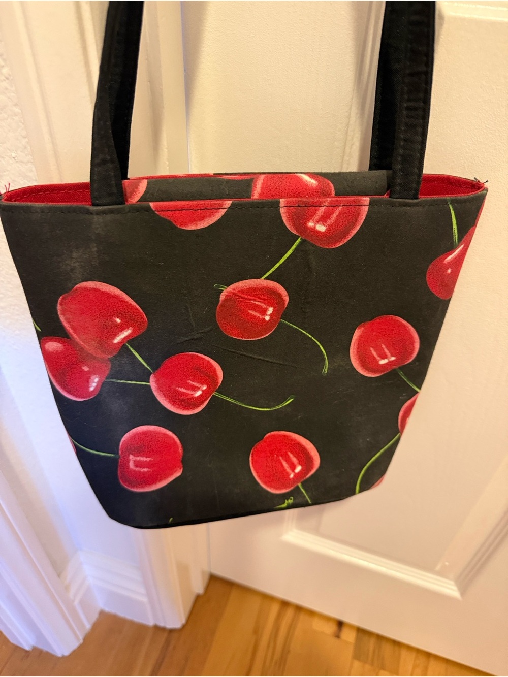 Black Cherry Print Tote Bag - Women